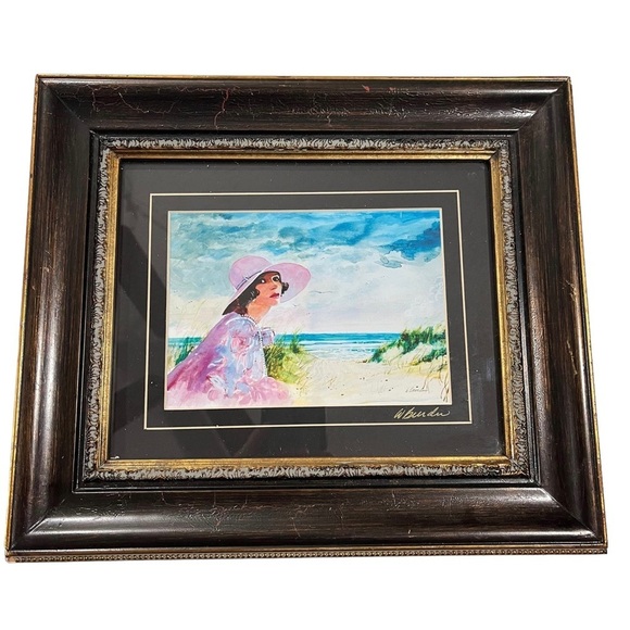 W. Burden Portrait & Landscape Beach Scene Professionally Framed Wall Art Signed - Picture 1 of 13